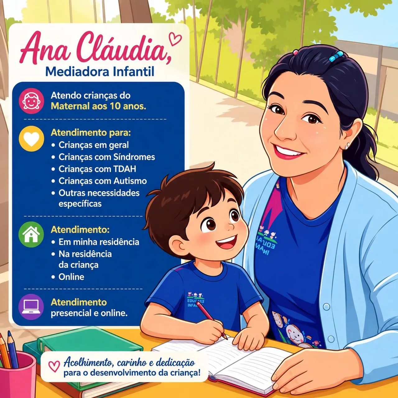 Babá e aulas de reforço escolar 