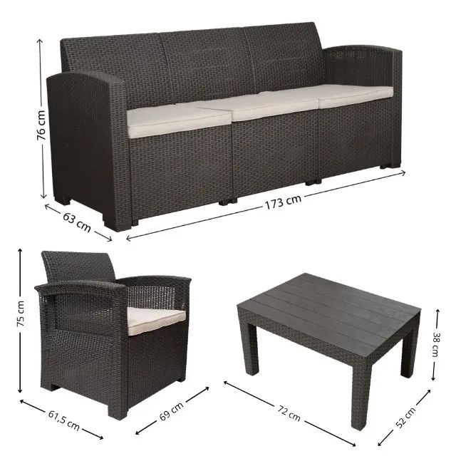 Conjunto de Sofá Jardim Rattan 5 Lugares SyberFlex Confort com Mesa e Almofadas - Foto 4