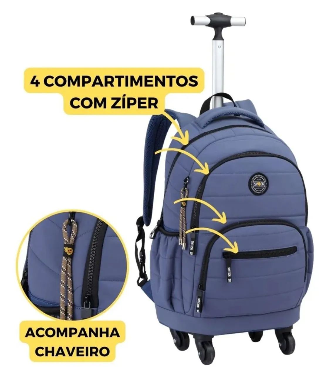 OFERTA MOCHILA REFORÇADA 4 RODAS COM CARRINHO ESTILO MALA  - Foto 2
