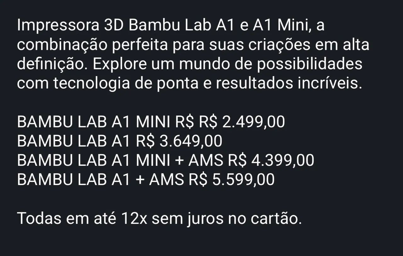 IMPRESSORAS 3D BAMBU LAB A1 e A1 MINI - Foto 4