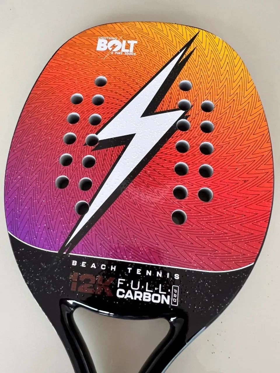 Raquete De Beach Tennis Lightning Bolt Rainbow  12k Carbon - Foto 3