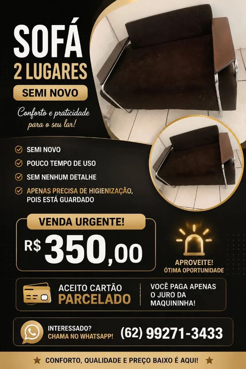 Sofá 2 lugares semi novo 