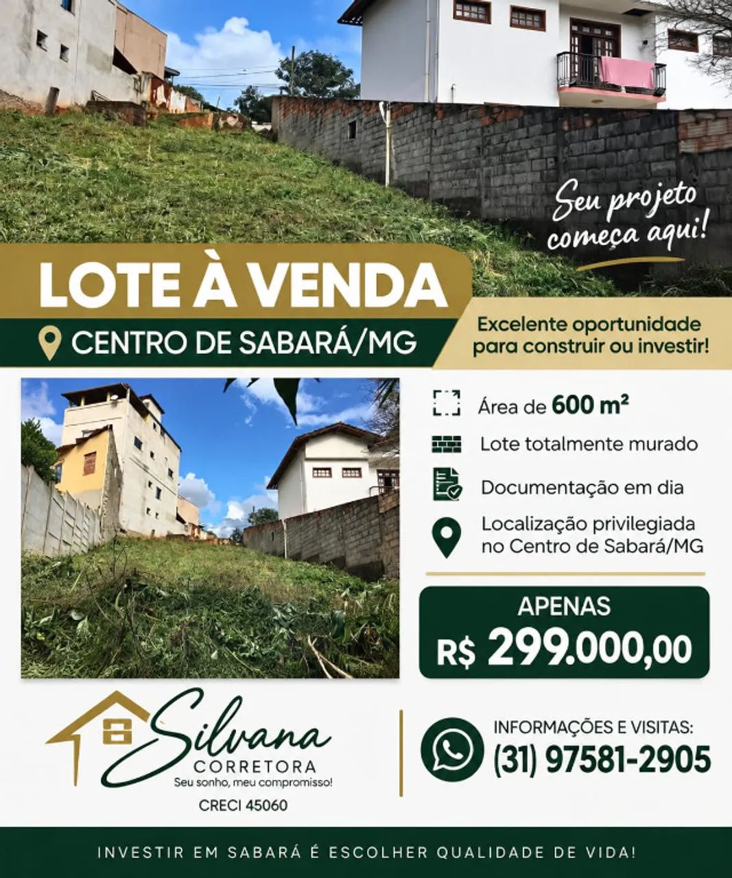 Lote a venda no Centro de Sabará , MG  600 M²