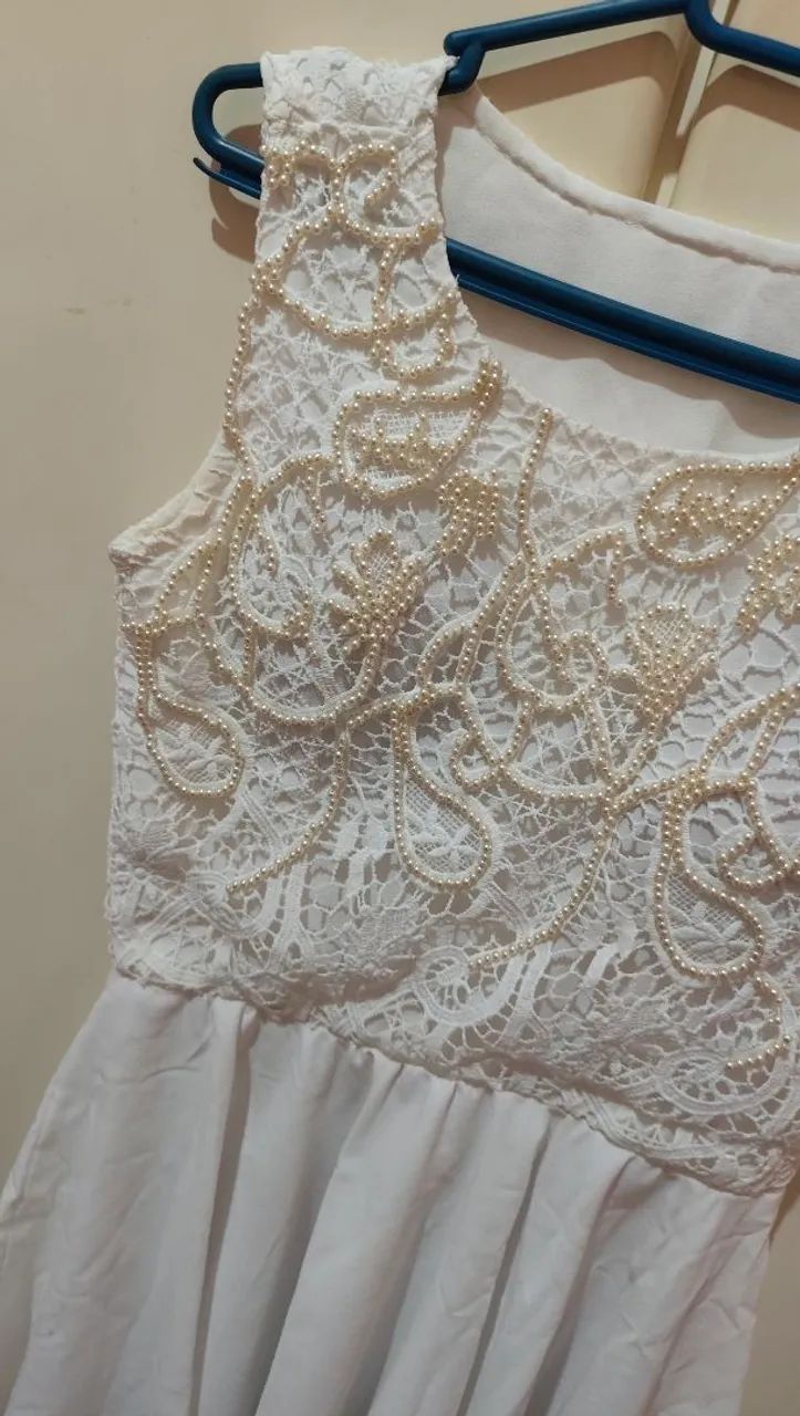 Vestido Branco com renda e pérolas - Foto 3