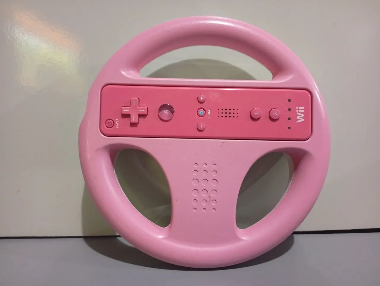 Controle e volante rosa wii