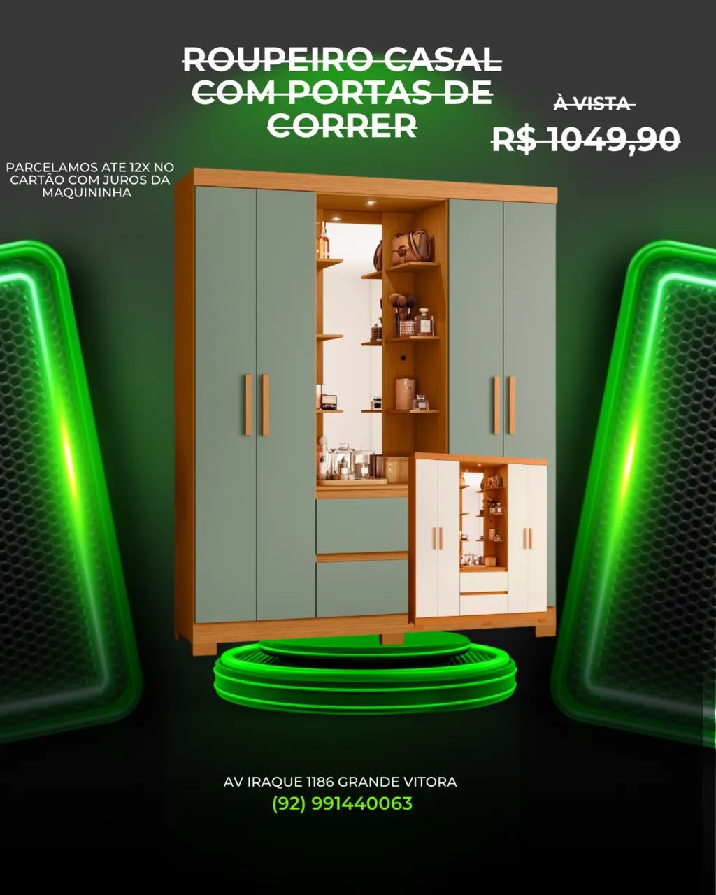 Guarda roupa casal com led 