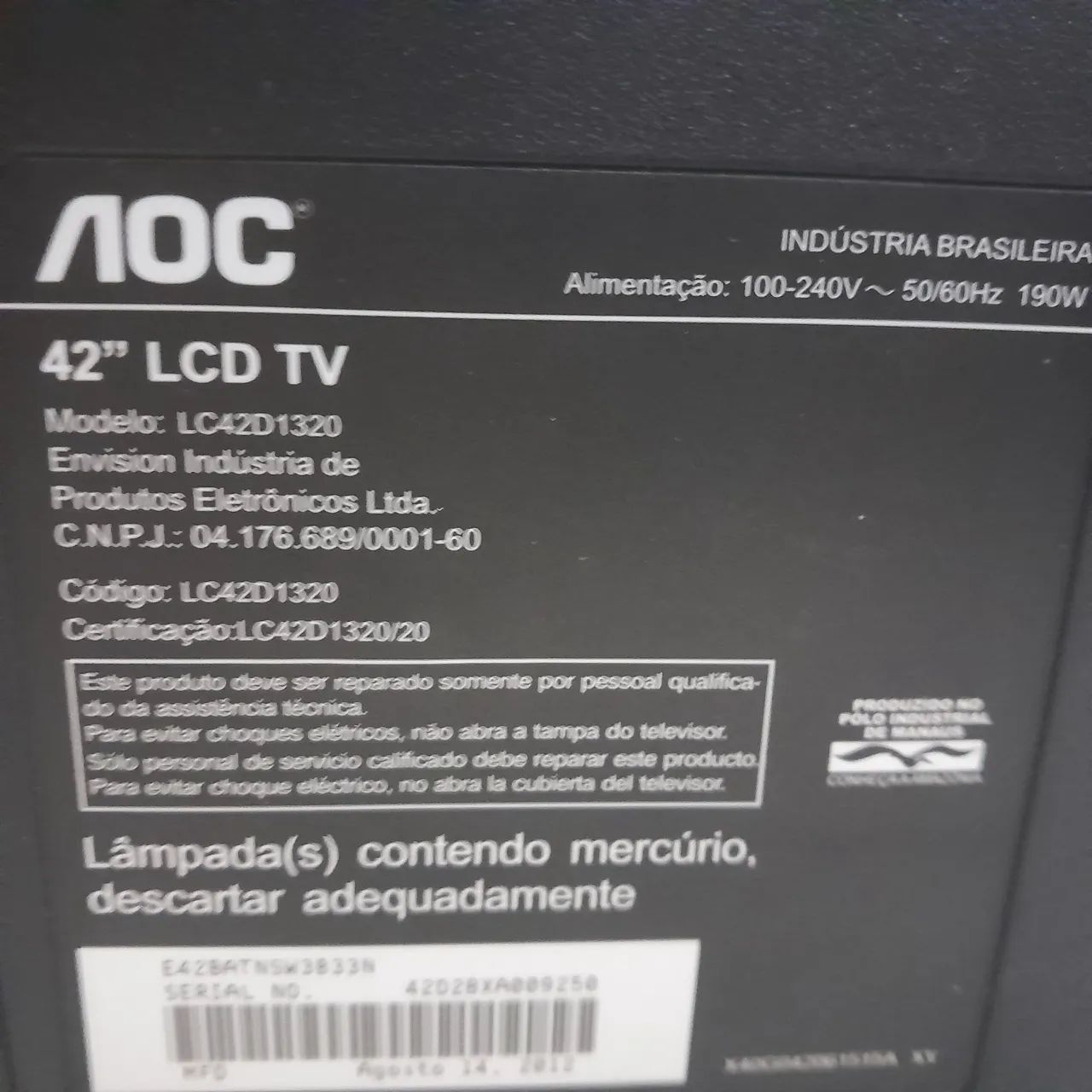 Tv aoc 42 polegadas retirada de peças  - Foto 3