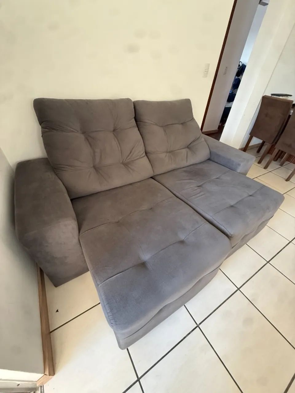 Sofá Linoforte Bonno 3 Lugares 2m Retrátil e Reclinável - Cinza - Foto 3