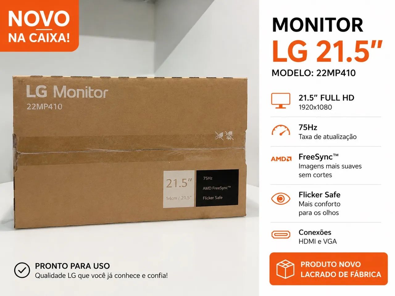 Monitor LG 21.5 Novo na caixa 