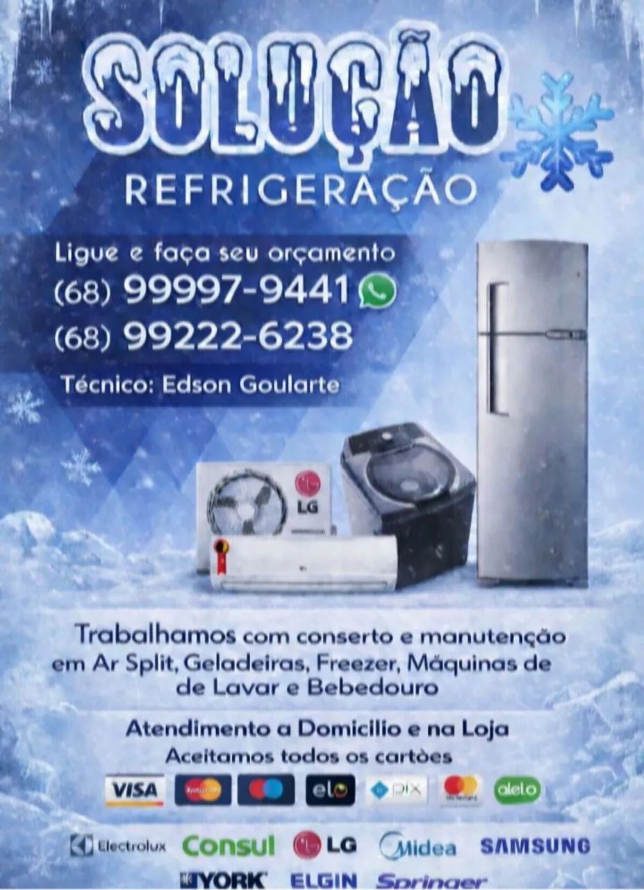 Consertamos geladeiras freezer bebedouros máquina de lavar e ar condicionado split.