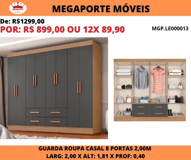 Guarda Roupa Casal Lite 8 Portas  - Foto 2