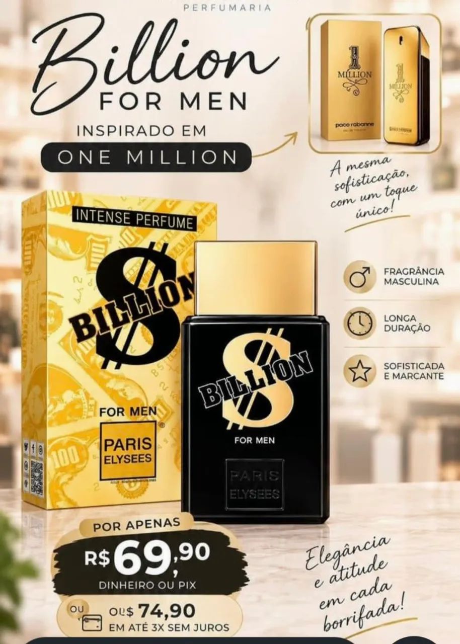 Perfume Billion For Men Paris Elysees Masculino Intense 100ml - Foto 2