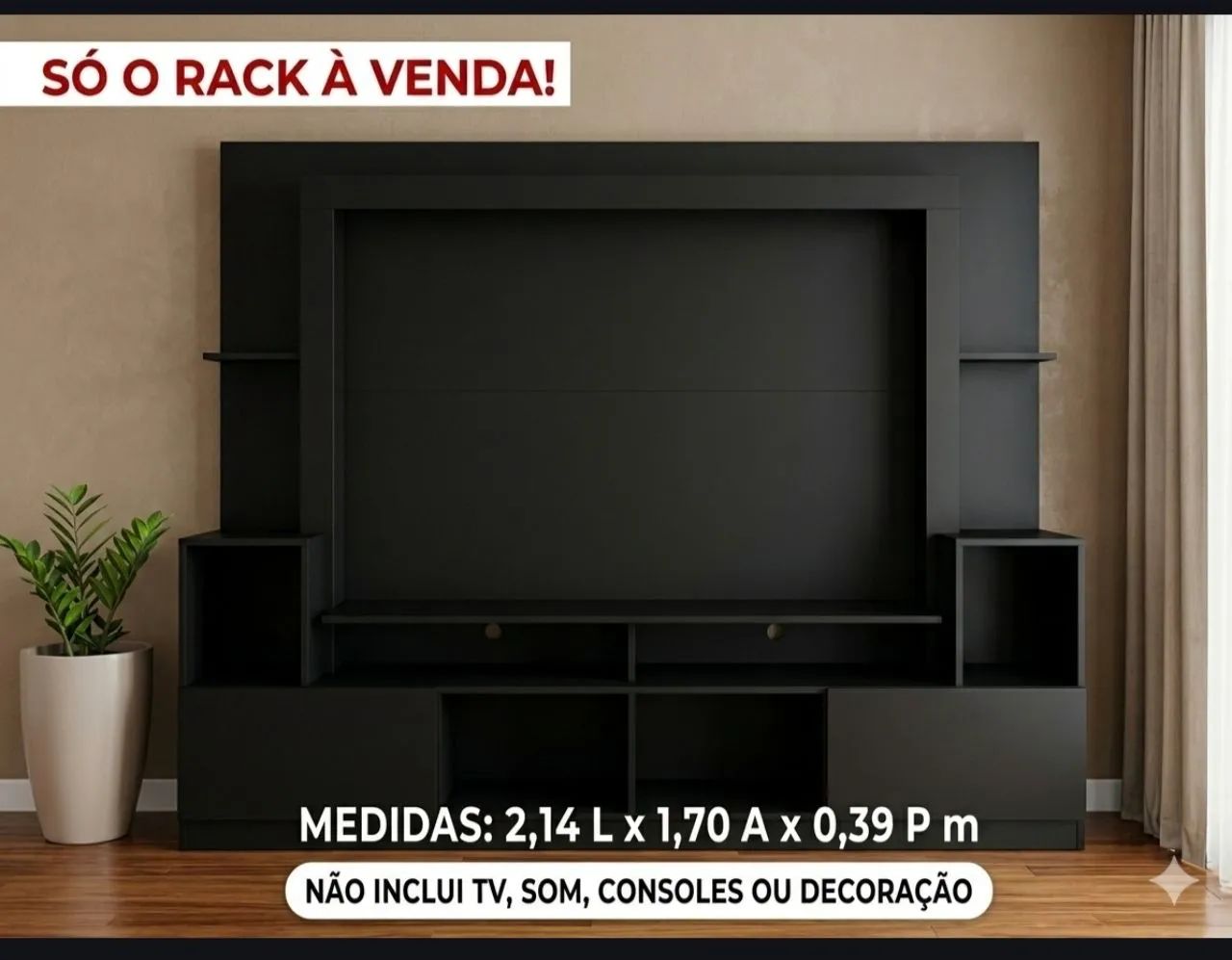 Rack integrado com painel de TV