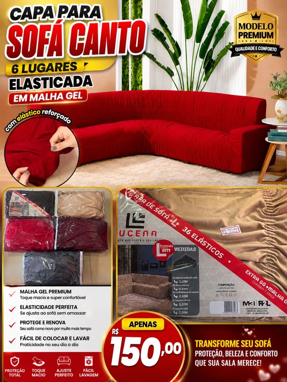 CAPA PARA SOFÁ CANTO