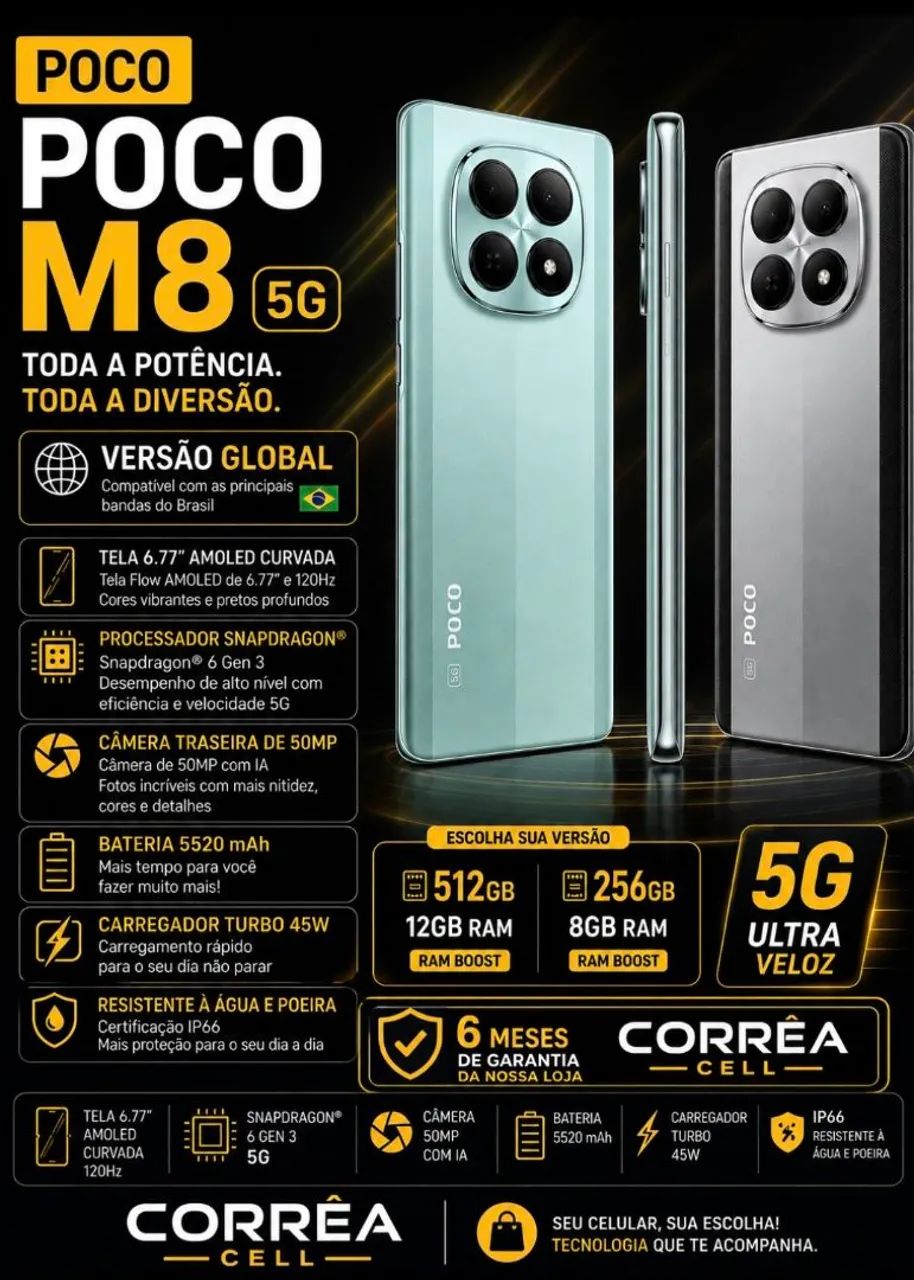 Xiaomi POCO M8 5G NFC 512gb 12gb RAM global lacrado na caixa com