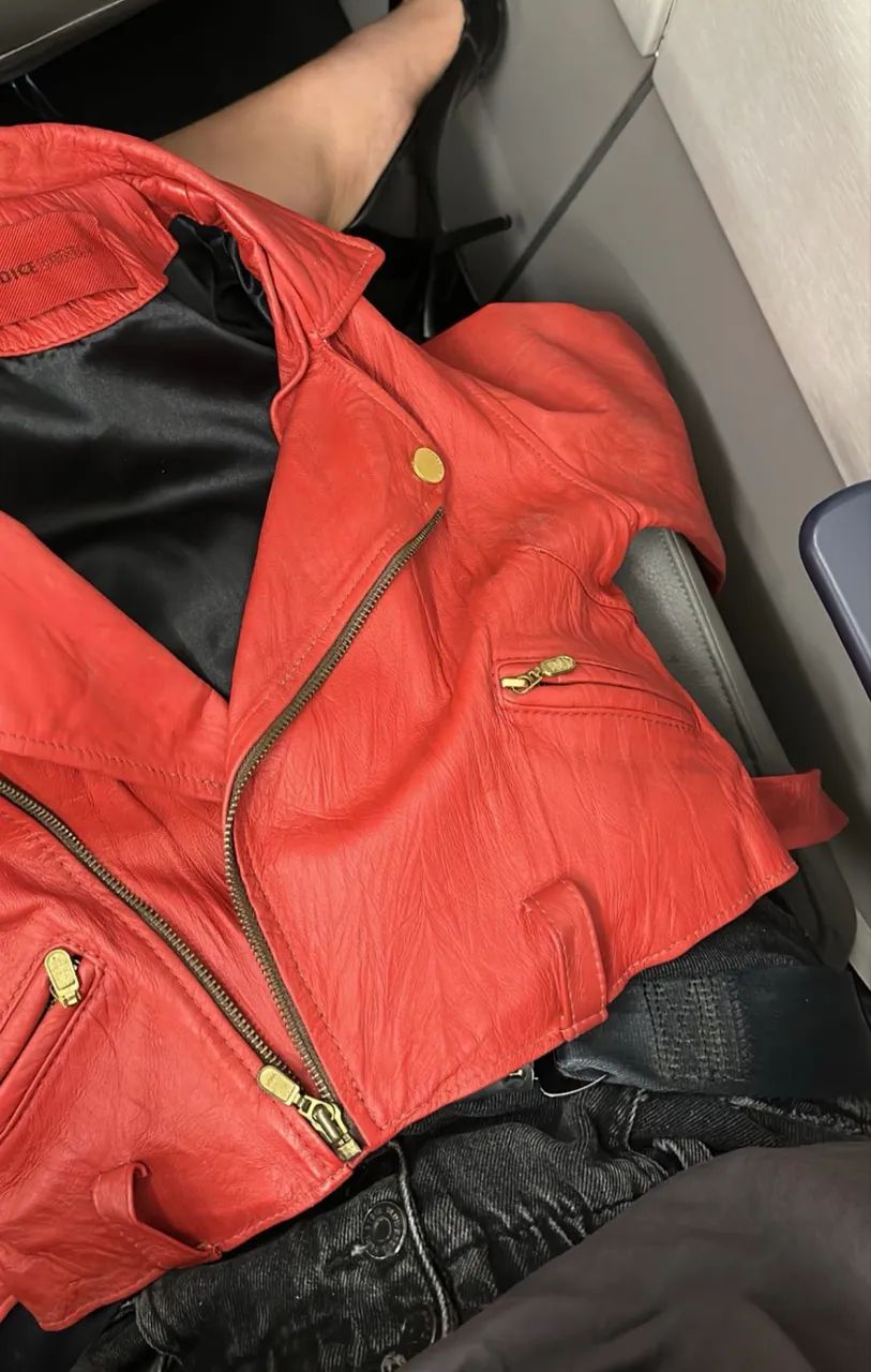 Jaqueta Iódice Denim Couro Legítimo Vermelha Original - Foto 5