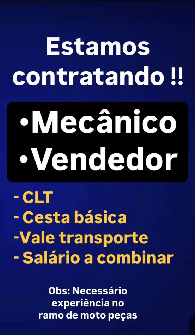 VENDEDOR E MECÂNICO MOTO PEÇAS  - Foto 2