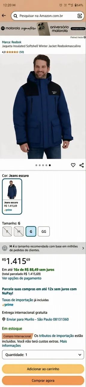 Jaqueta Insulated Softshell Winter Jacket Reebok (Inverno extremo) - Foto 4