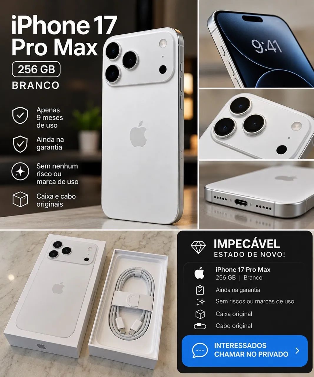 iPhone 17 Pro Max 256GB Branco 