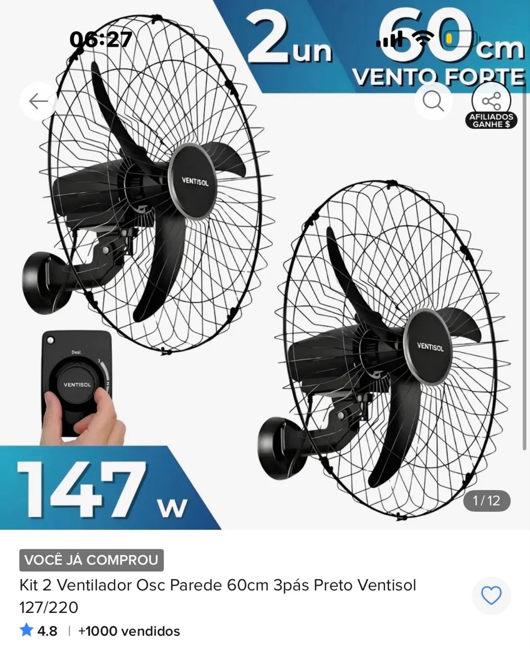 Ventilador potente kit com 2 - Foto 2