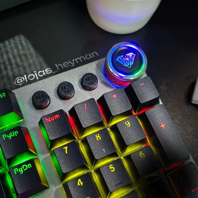  Teclado Mecânico Aula F3018 Rainbow Switch Blue com Software e Macro - Foto 5