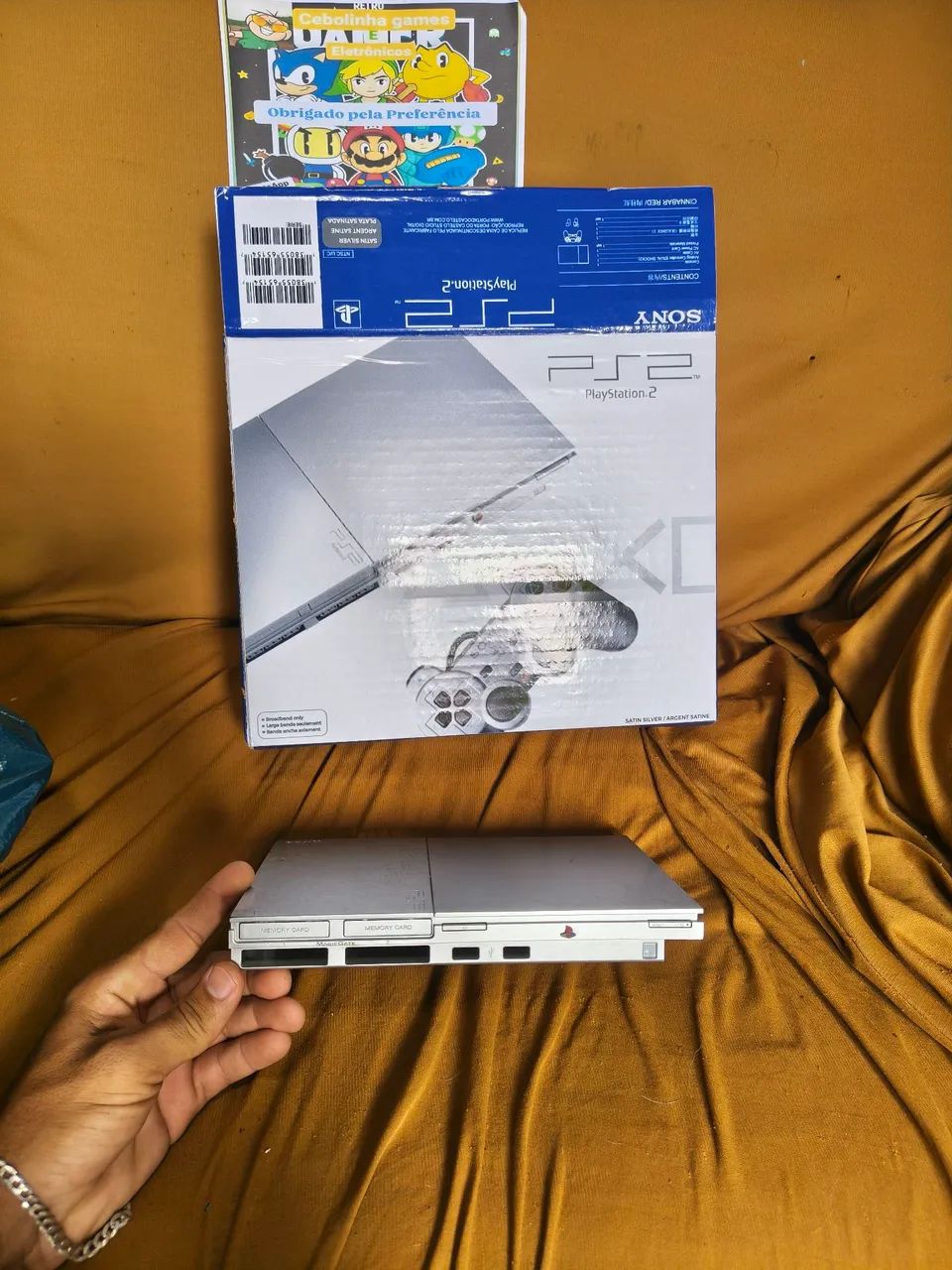 Carcaça + caixa PS2 prata 