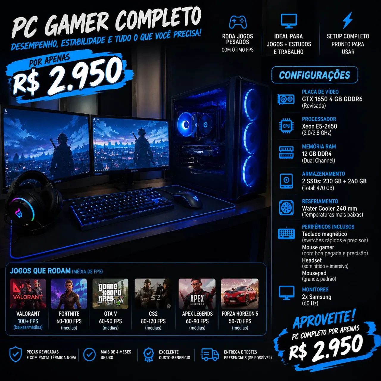 Pc gamer apenas ligar e jogar 