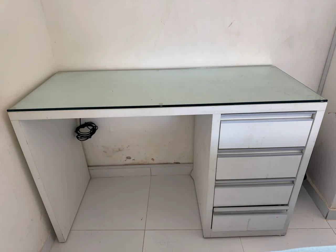 Mesa P/ Estudo C/ Tampo de Vidro Temperado 
