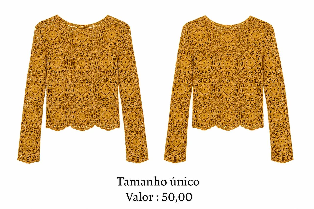 Blusa de crochê amarela  - Foto 2