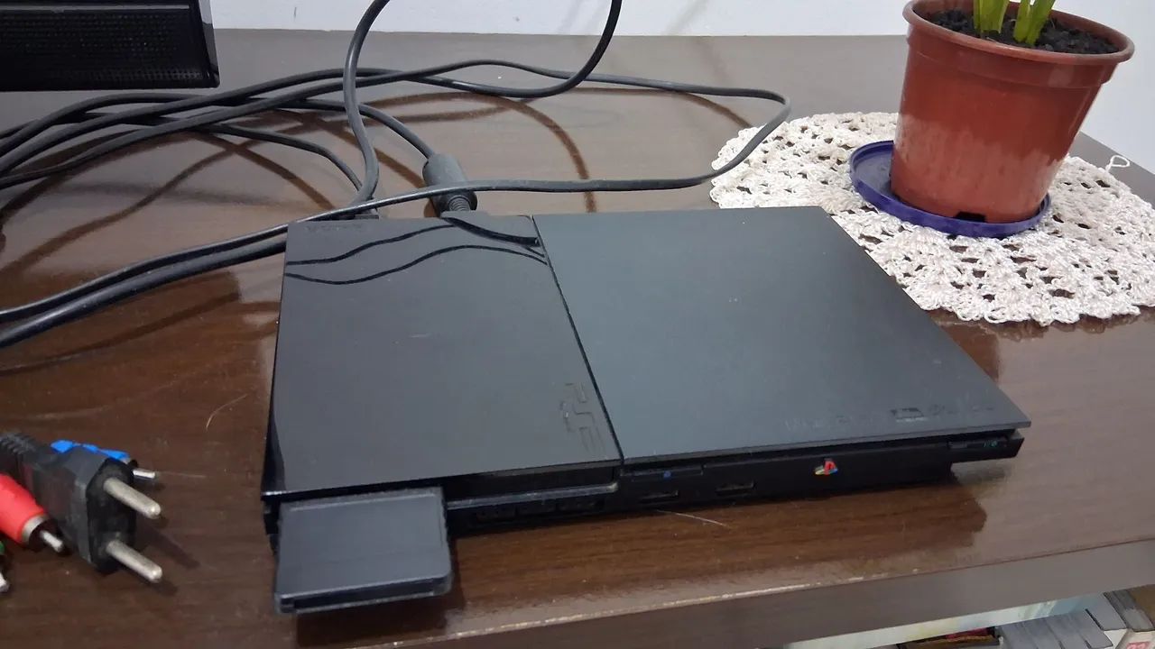 PS2 COM CABOS CONTROLE E MEMORY CARD