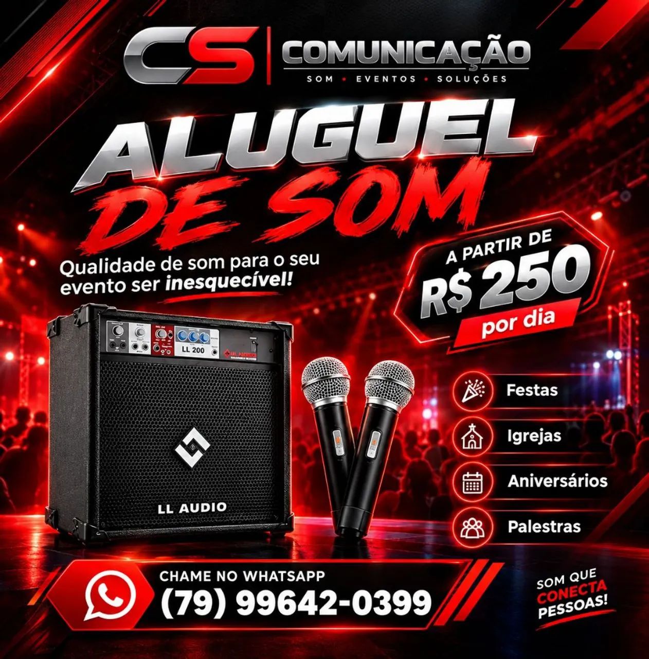 Alugo caixa de som com microfones