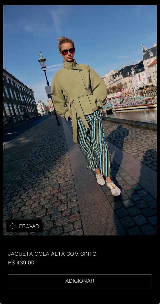 jaqueta gola alta com cinto 