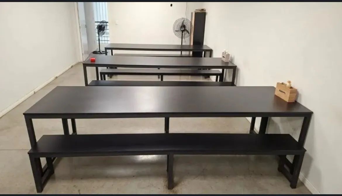 Mesa refeitório preta com metal nova  - Foto 3