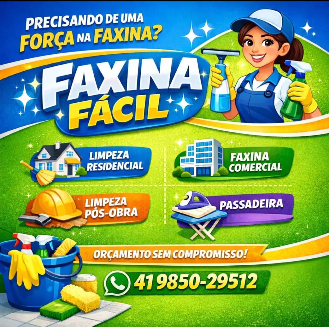 Faxina facil /limpeza residência/limpeza comercial jardinagem e serviços domésticos 