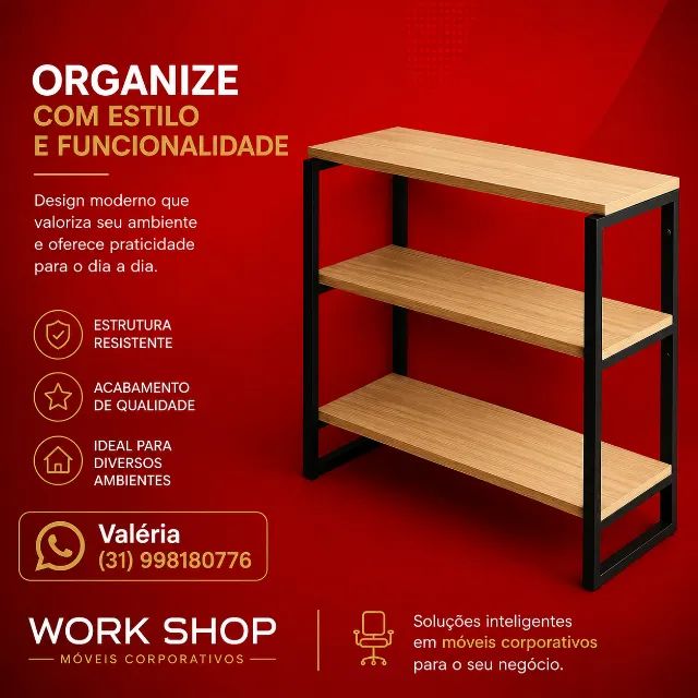 estante modular em aço e MDF pequena