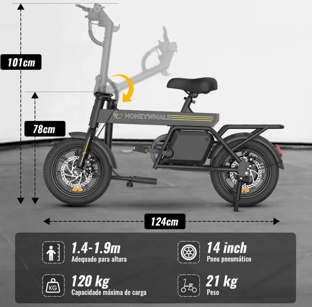 Bicicleta elétrica honewhaley B20  - Foto 2