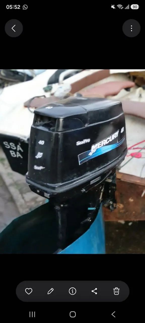 Mercury 40hp com comando e partida eletrica  - Foto 2