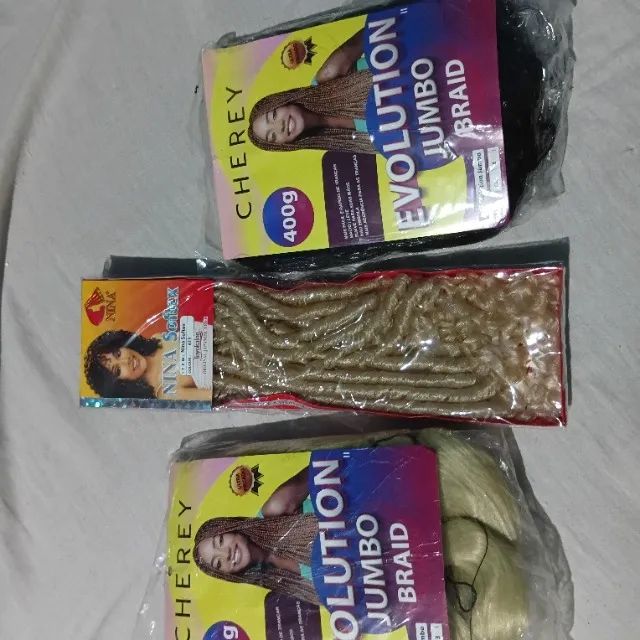 Kit com 2 Jumbo para tranças Cherey e um pacote de cachos Nina Softex - Foto 2