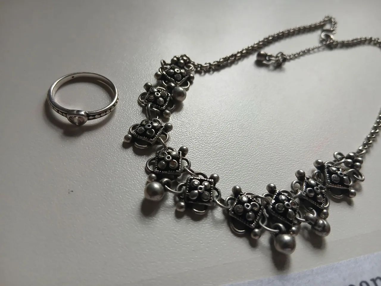 Colar Choker Prata 925 e Anel Solitário Coração Prata 925  - Foto 4