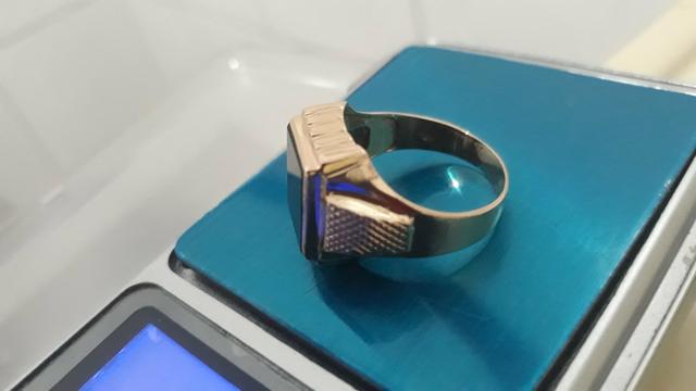 Anel de ouro 750 18k com pedra onix - Foto 5
