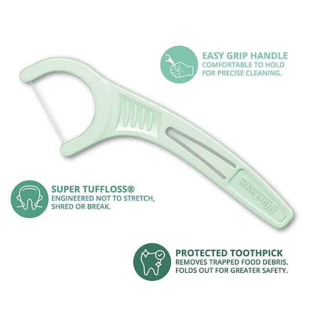 Palhetas de fio dental para limpeza dos dentes Plackers Micro Mint, pacote com 90 unidades