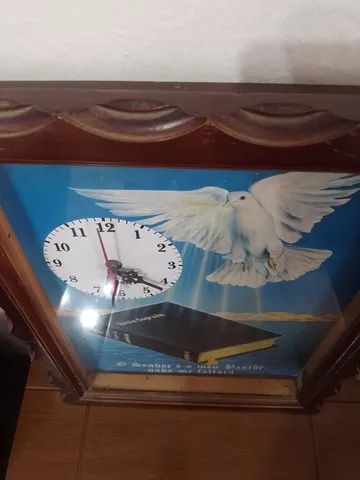 antigo relógio de parede - moldura de madeira - Foto 3