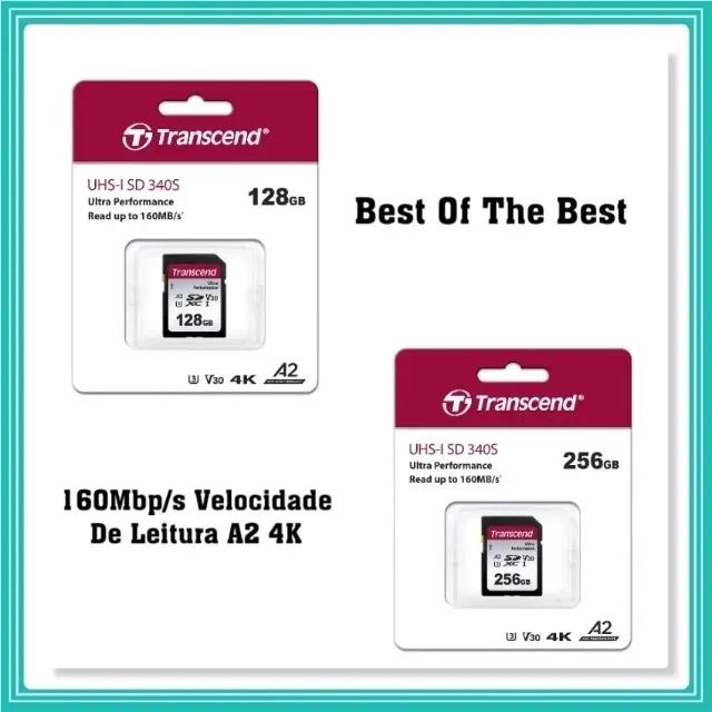 Transcend Sdxc 340S 128GB, 256GB Uhs-I V30 4K 160Mbp/s De Leitura