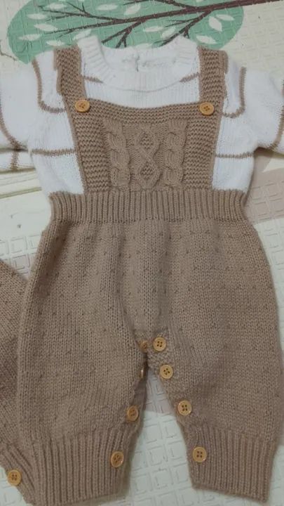 Macacão para gêmeos em tricô unissex ideal para bebês gêmeos . - Foto 5