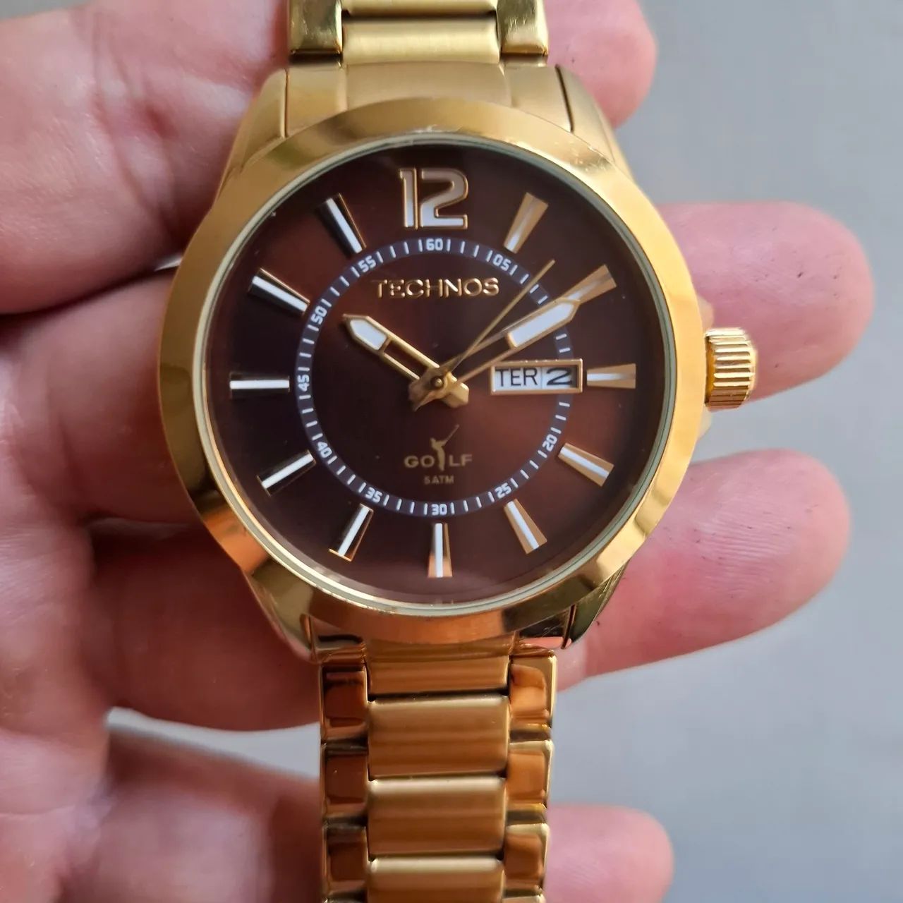 Relógio technos golf Masculino Dourado