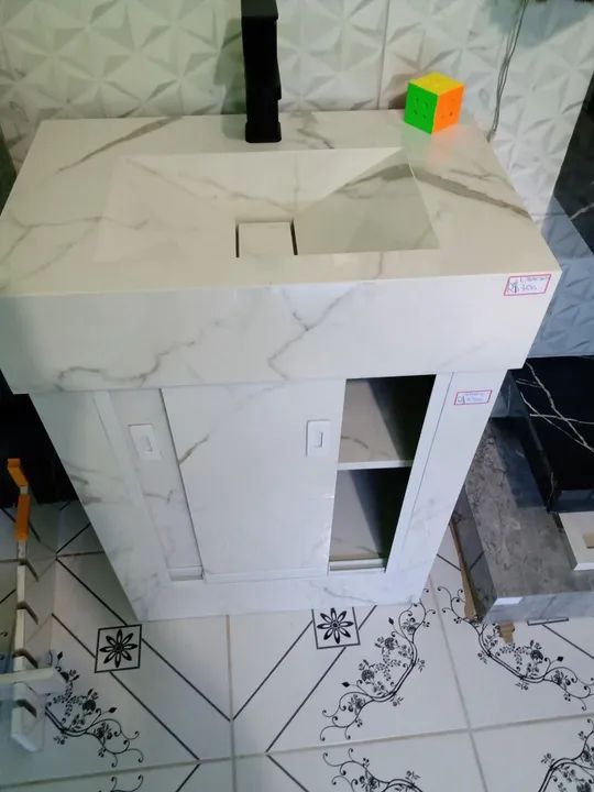 Móvel com pia em pedra de porcelanato Marmorizado (lançamento aqui na loja). - Foto 2