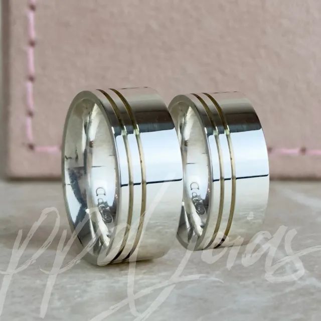 Par de Alianças Prata 950 Diamantado Lateral