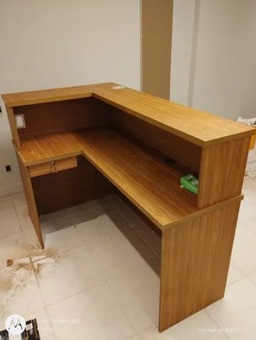 Balcão de recepção em l simples amadeirado freijó - Foto 3