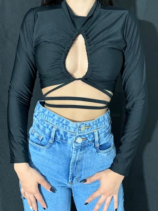 Cropped de Amarração Preto