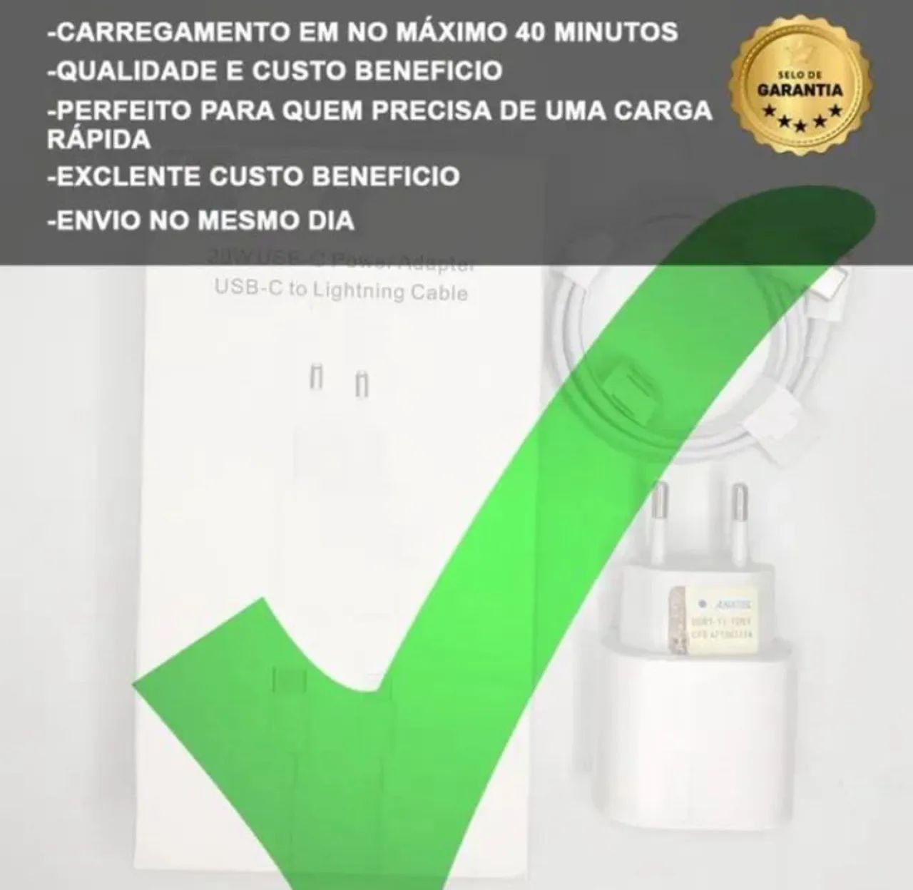 Carregador de iPhone 20w Turbo Fonte+Cabo - Foto 3